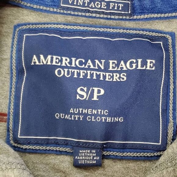 American Eagle Small Gray Stripe 3-button Shirt - Picture 7 of 8